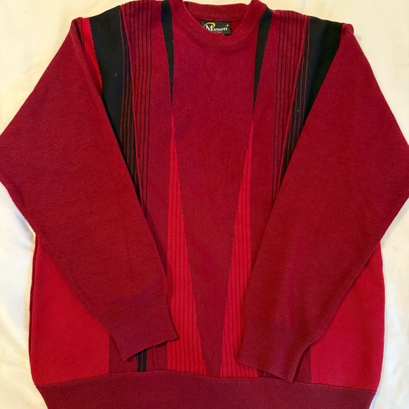 Massoti Men's Bold Red and Black Crewneck Sweater made in Italy